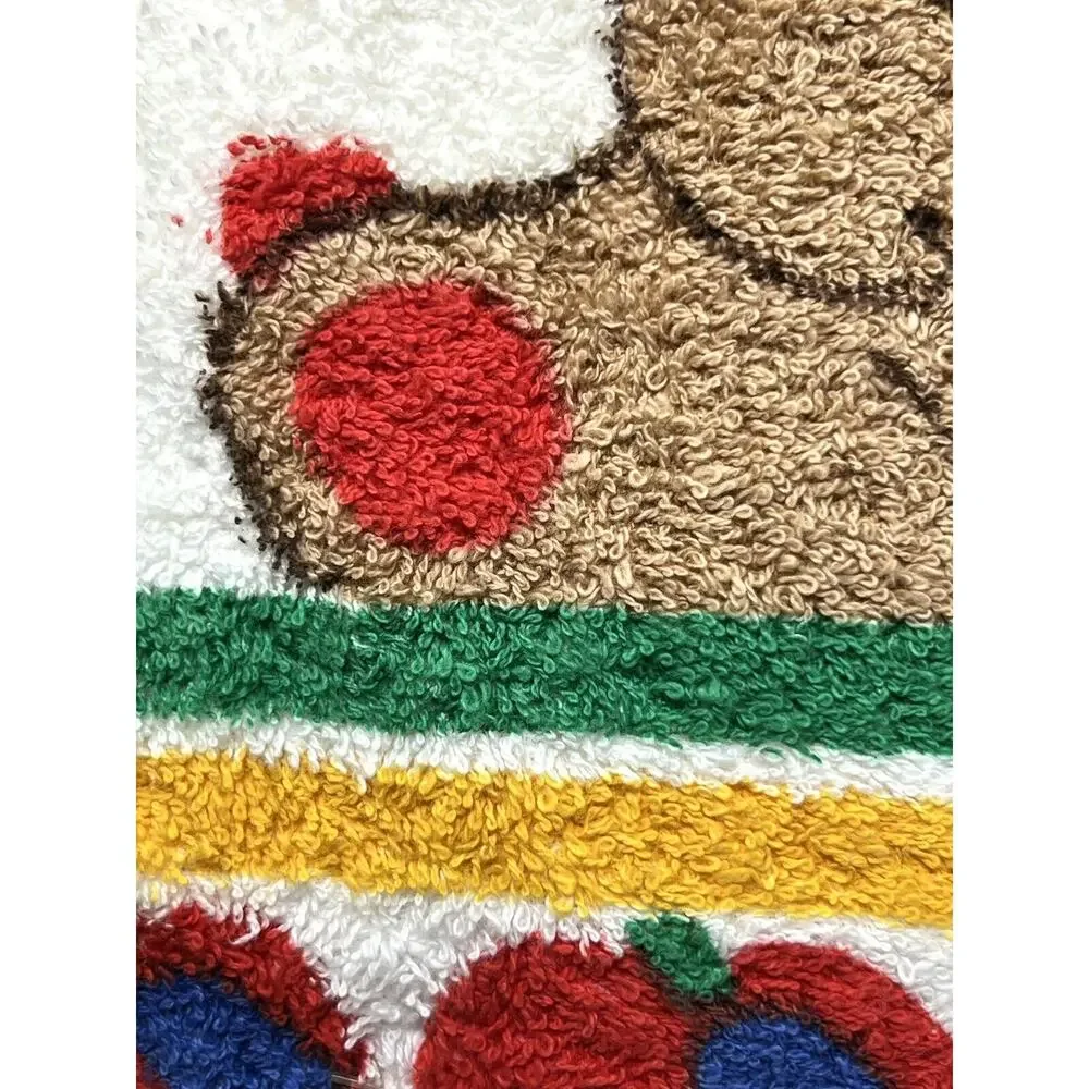 Vintage Childrens Kids Bath Towel Set Balloons Bear Apples Bathroom NWT 3pcs